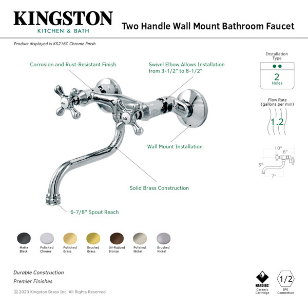 Kingston Brass Wall Mounted Bathroom Faucet & Reviews Wayfair.ca